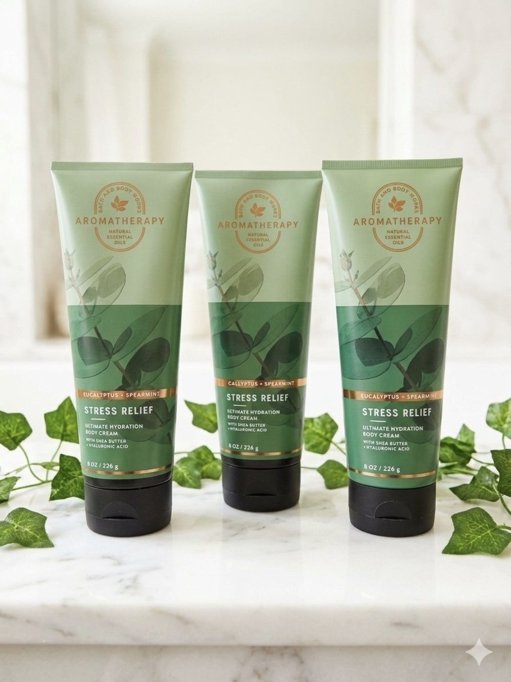 Bath & Body Works Aromatherapy Stress Relief Eucalyptus & Spearmint Set Of 3